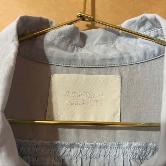 Citizens Of Humanity Penny Blouse Top Cotton Poplin Button Up Shirt Blue Size XL - Picture 3 of 13